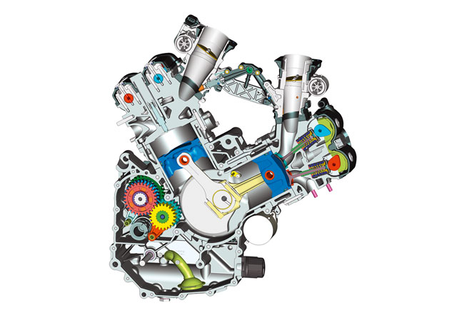 Aprilia Dorsoduro 1200 Modell 2011 Motorschnittzeichnung