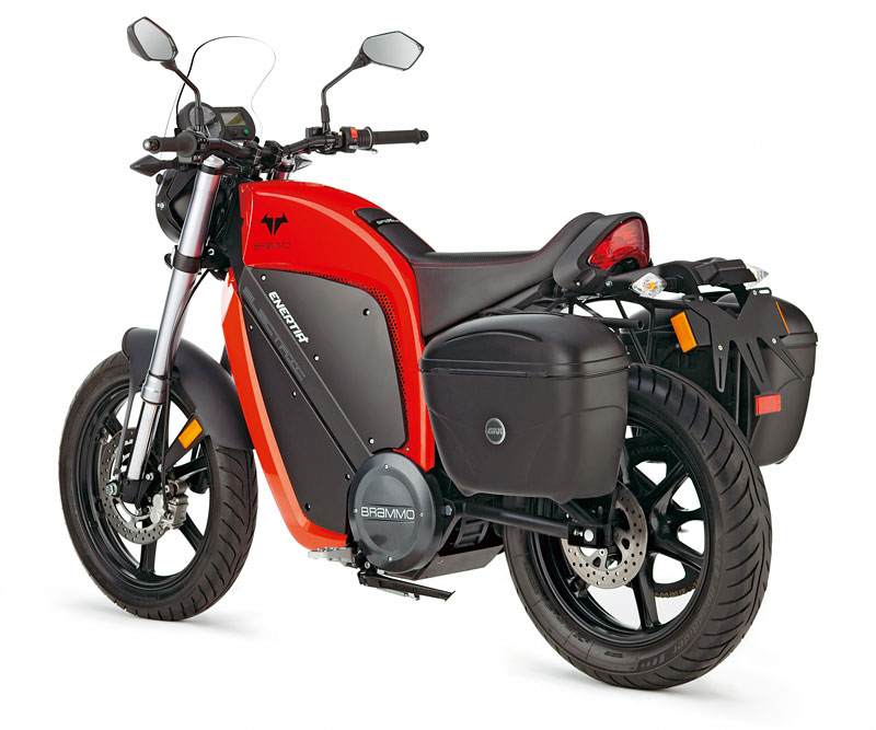 Brammo Enertia mit Givi-Koffern