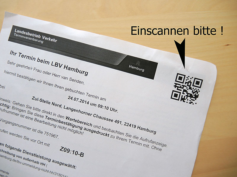 Terminzettel mit QR-Code