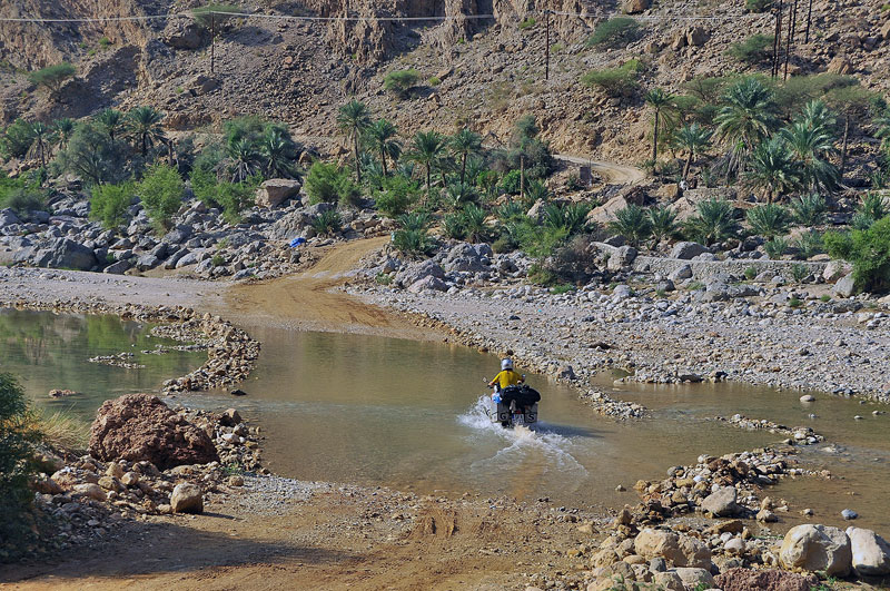Motorradreise Oman Wadidurchfahrt