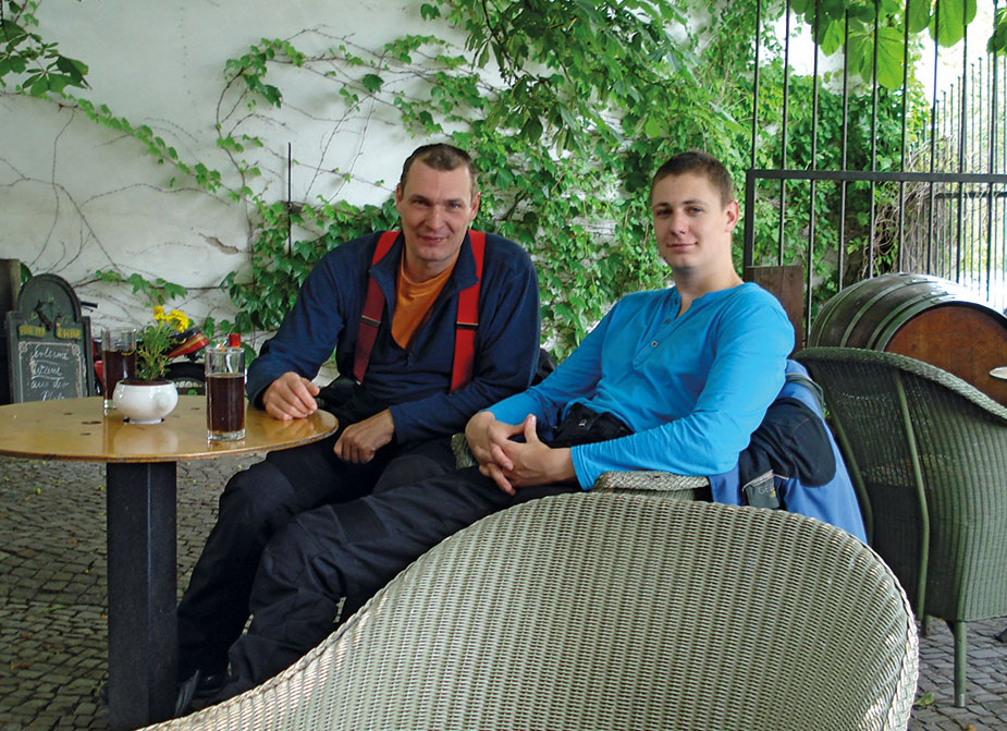 Anreisetag Pause Biergarten