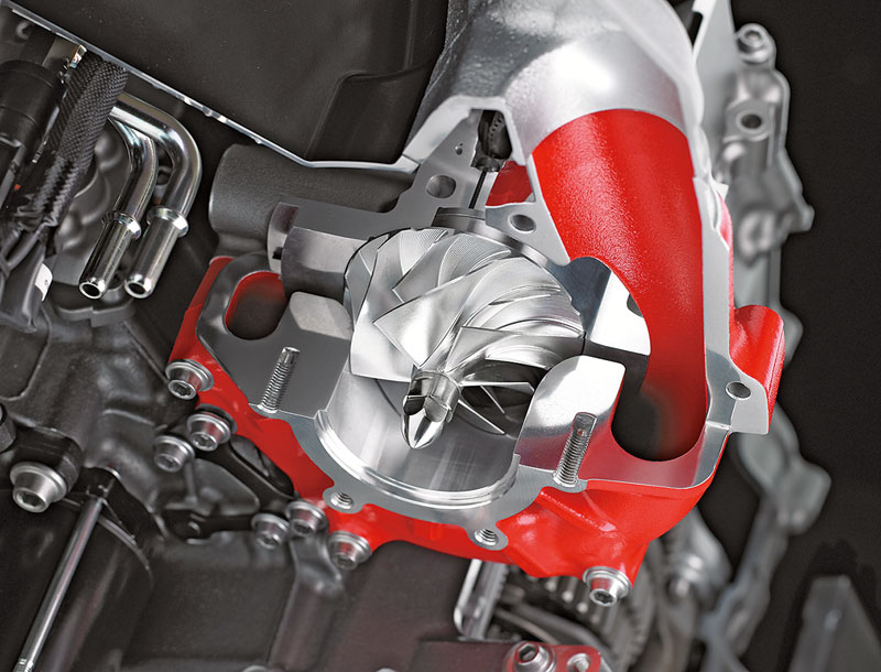 Schnittmodell des Kawasaki H2 Kompressors