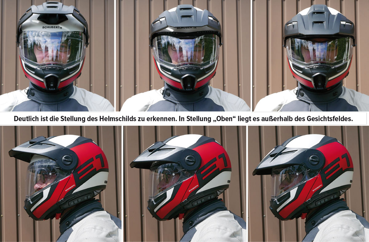 Schuberth E1 Stellung Helmschild