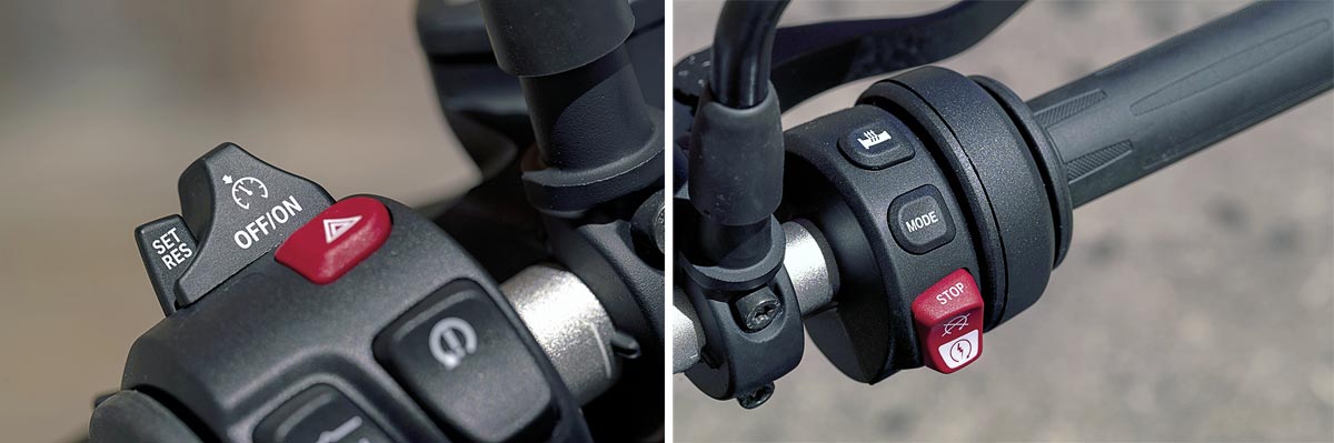 BMW Urban G/S - Links der Tempomat, rechts die optionalen Heizgriffe BMW Urban G/S - Links der Tempomat, rechts die optionalen Heizgriffe