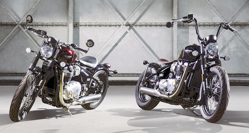 Triumph Bonneville Bobber high & low (Foto Triumph/Werk)