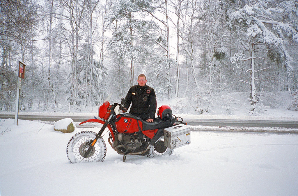 Marcus Lacroix mit BMW R 80 GS im Februar 1991 bei Wildeshausen