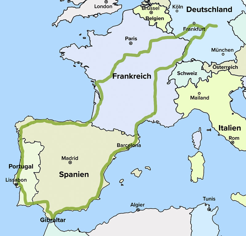 Die Reiseroute - Mit 50 ccm nach Gibraltar und zurück 