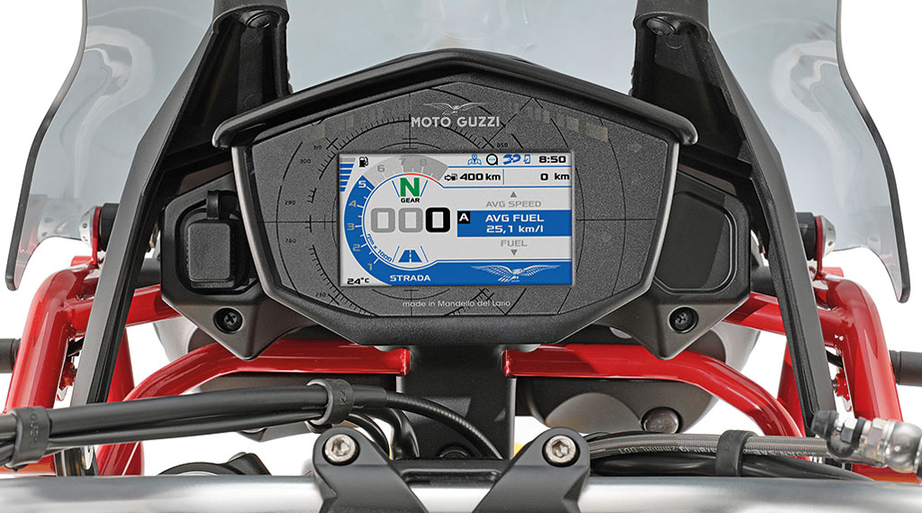 TFT-Display im Cockpit der Moto Guzzi V85 TT Modell 2019