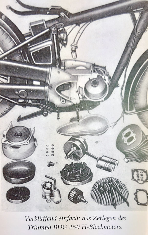 Motoraufbau Triumph BDG 250 Bj. 1957