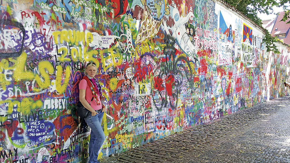 Die John Lennon Gedächtnis Mauer in Prag