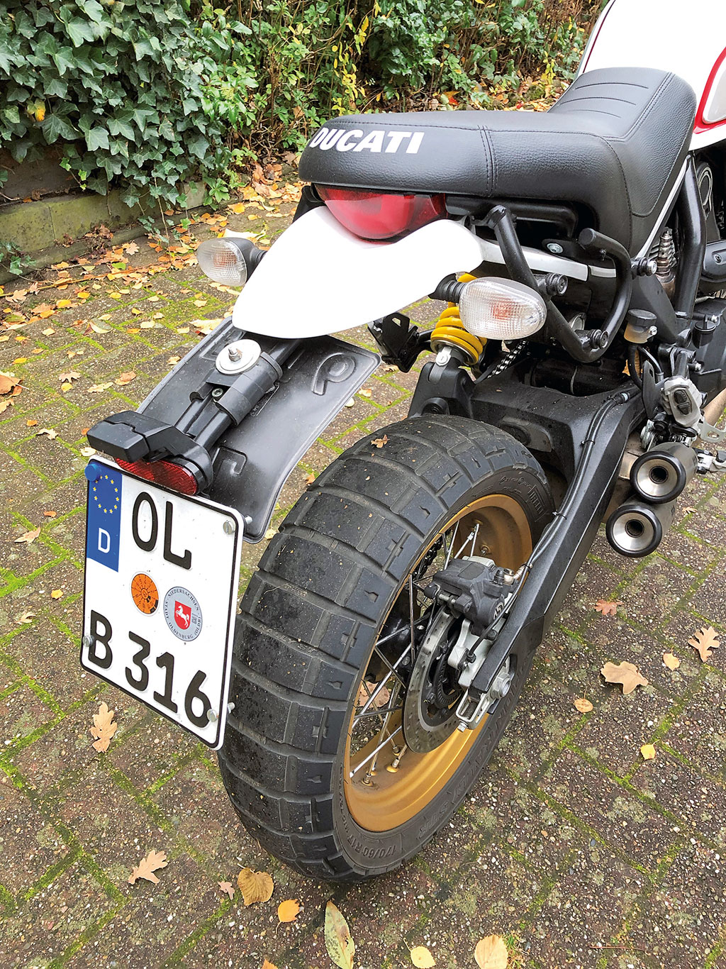 Improvisierter Spritzschutz an meiner Ducati Scrambler Desert Sled