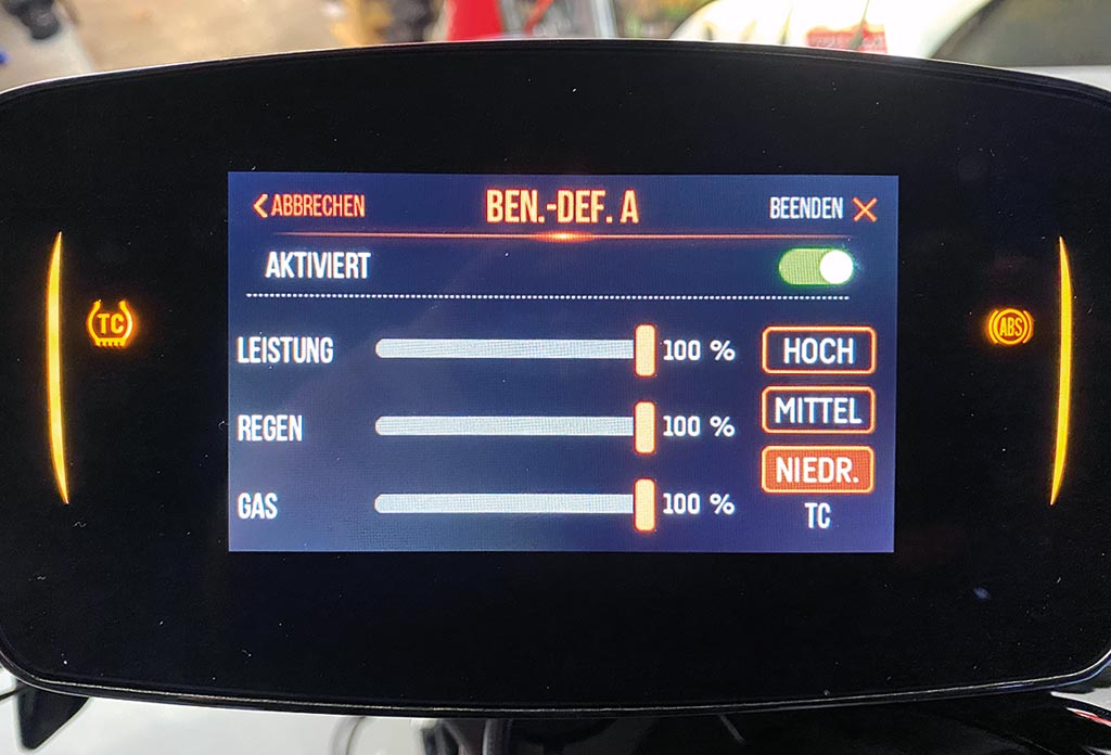 2 frei konfigurierbare Fahr-Modi bei der Harley LiveWire