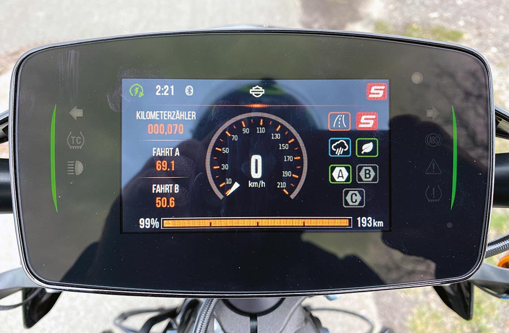 TFT-Display der Harley-Davidson LiveWire