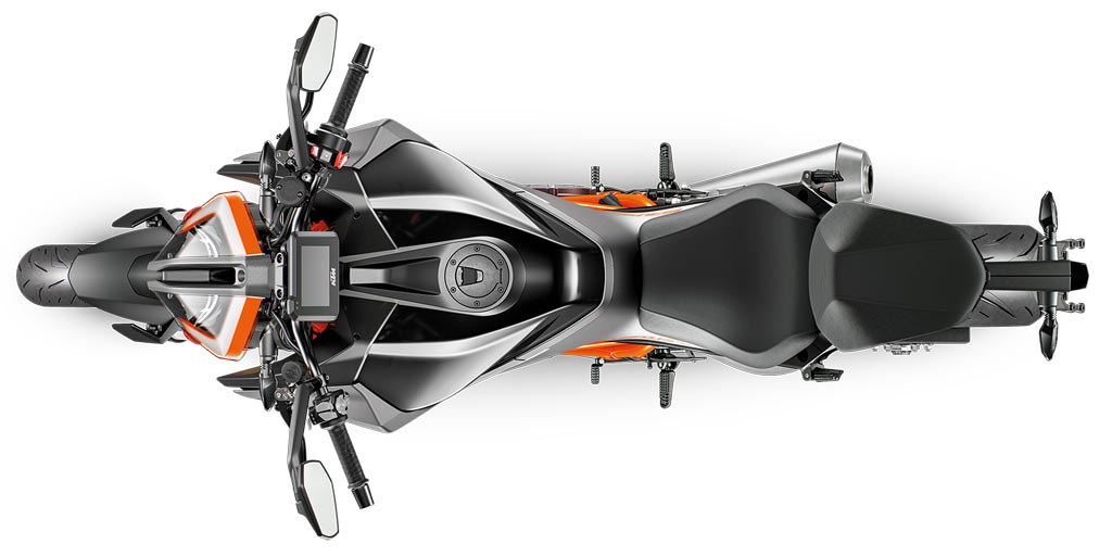 Blick von oben auf die KTM 1290 Super Duke R - Modell 2020 Blick von oben auf die KTM 1290 Super Duke R - Modell 2020