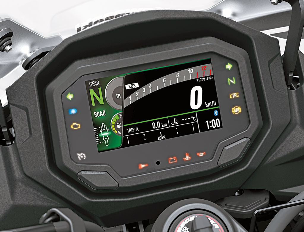 Modernes TFT-Cockpit der Kawasaki Ninja 1000SX, Modelljahr 2020