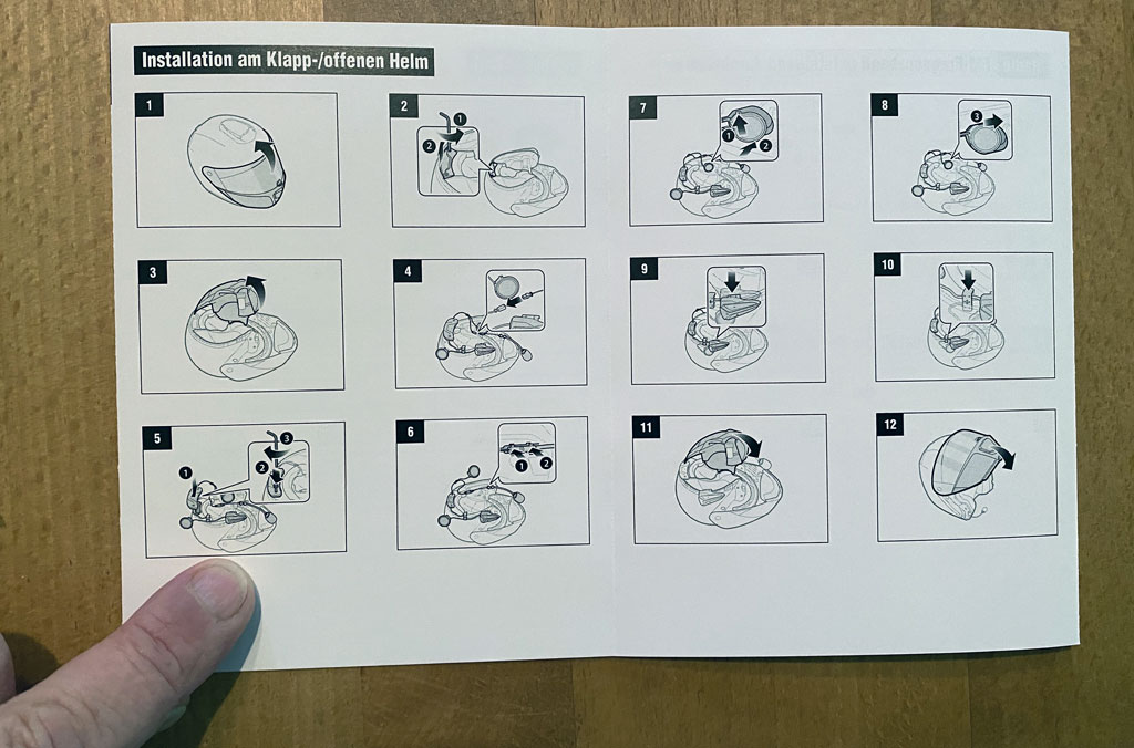 Nichts für Grobmotoriker: Mini-Bilder als Einbauanleitung - Sena - HJC RPHA 90S