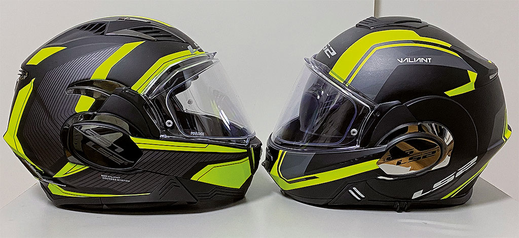 LS2 FF900 Valiant II vs. FF399 Valiant I (rechts) LS2 FF900 Valiant II vs. FF399 Valiant I (rechts)