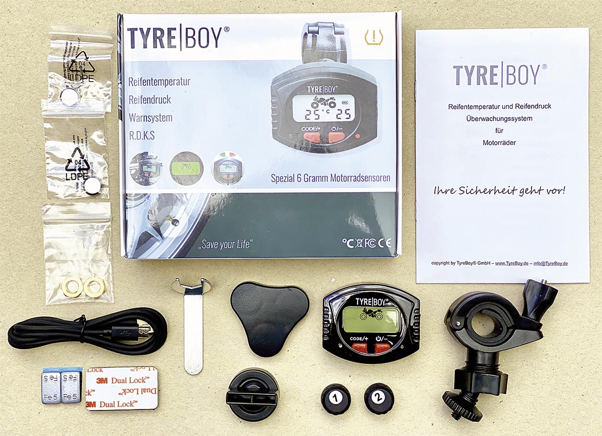 Lieferumfang Tyre Boy Reifendruckkontrollsystem Lieferumfang Tyre Boy Reifendruckkontrollsystem