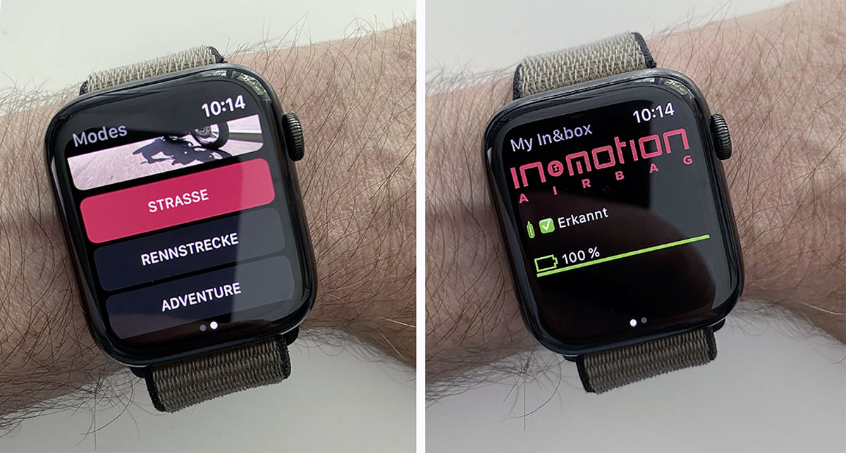 Basisinfos lassen sich über eine Smartwatch abrufen und Modi einstellen