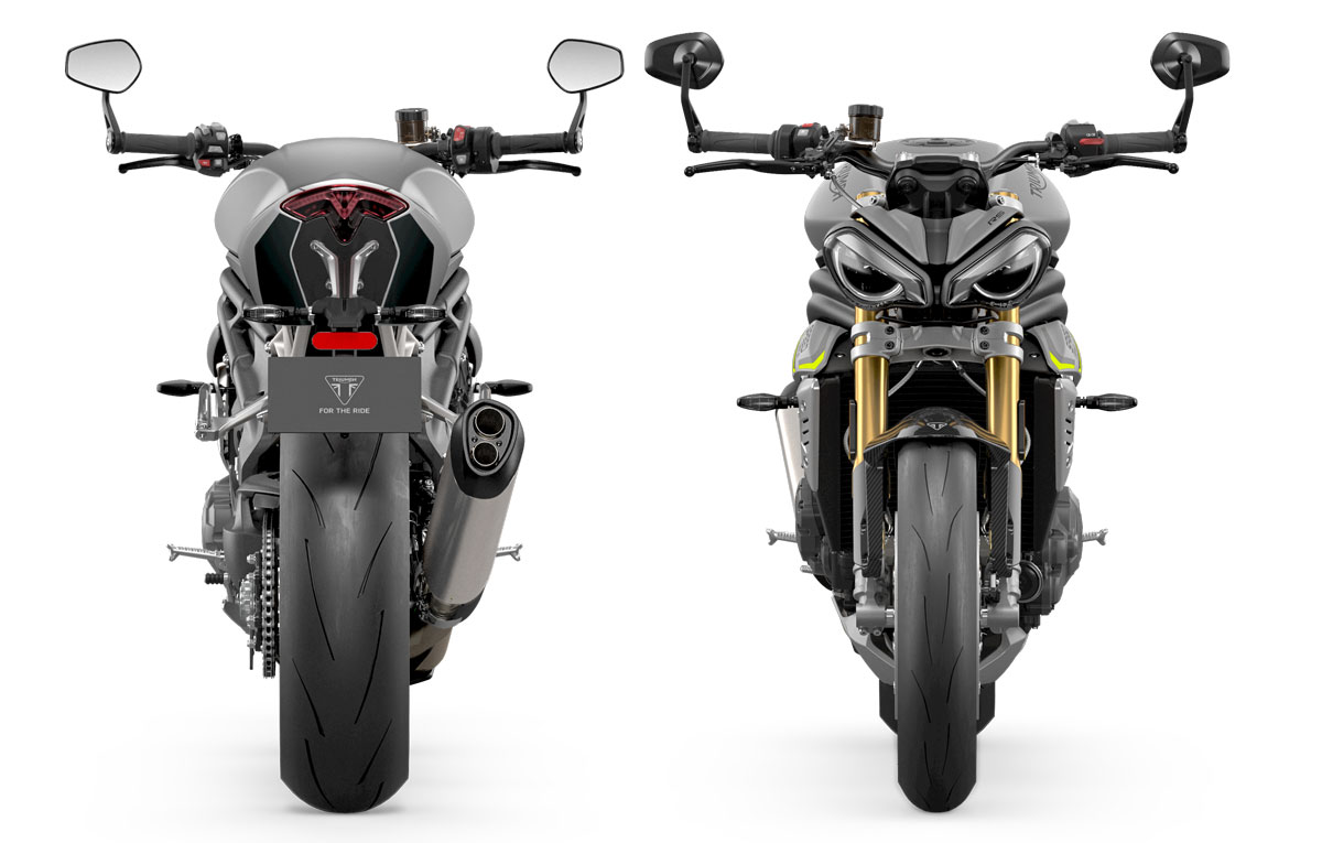 Front und Heckansicht der Triumph Speed Triple 1200 RS Front und Heckansicht der Triumph Speed Triple 1200 RS