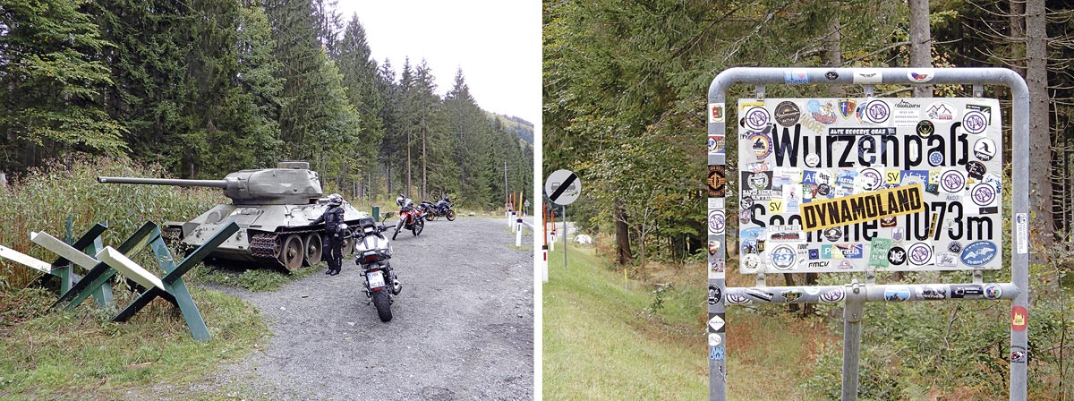 Panzer am Wurzenpass - Am Schild fehlt 2021 noch ein Kradblatt-Aufkleber