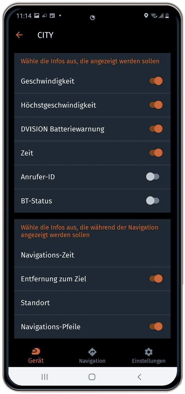 Diverse Optionen sind zuschaltbar