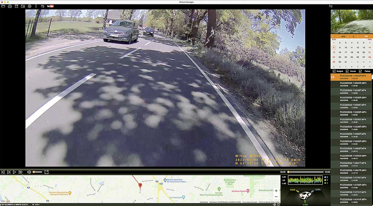 Der MiVue Manager hilft bei der Auswertung der Daten am heimischen Rechner