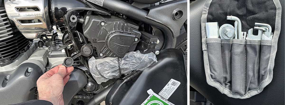 USB-Steckdose und Bordwerkzeug hinter abschließbaren Seitendeckel