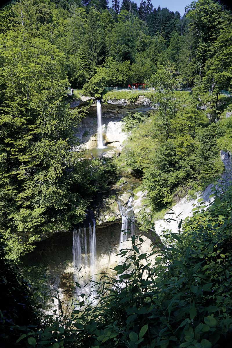 Naturschauspiel: Tosend stürzen sich die Wassermassen aus dem Rickenbach in die Rohrachschlucht.