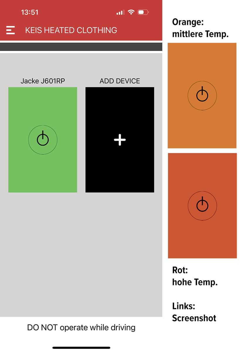 Screenshot der App (links)