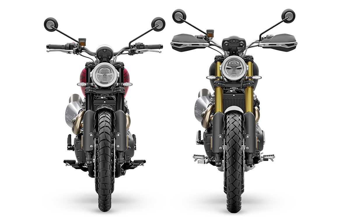 Höhenvergleich – links die X. Die XE erkennt man auch an der goldenen Gabel