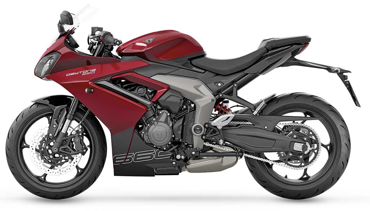 Die Triumph Daytona 660 gibts 2024 in drei Farben