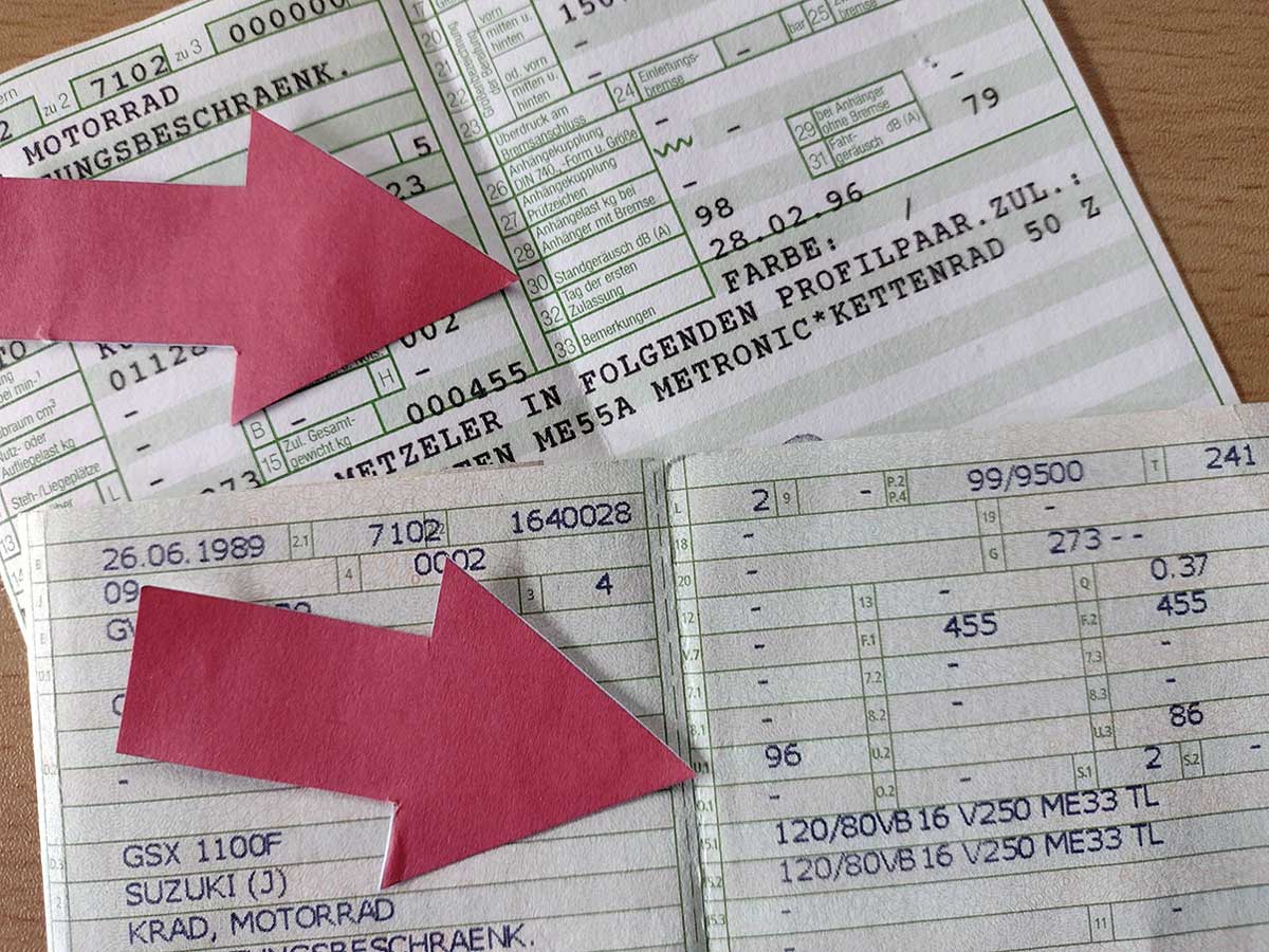 Soll-Werte in den Fahrzeugpapieren