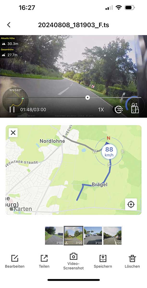 Praktisch: Dashcam Zugriff per App KYCAM2