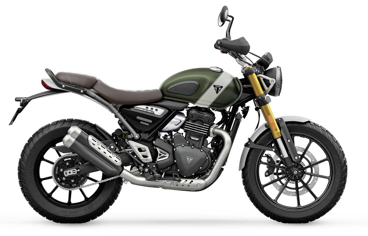 Die kleine Triumph gibts auch als Scrambler 400 X