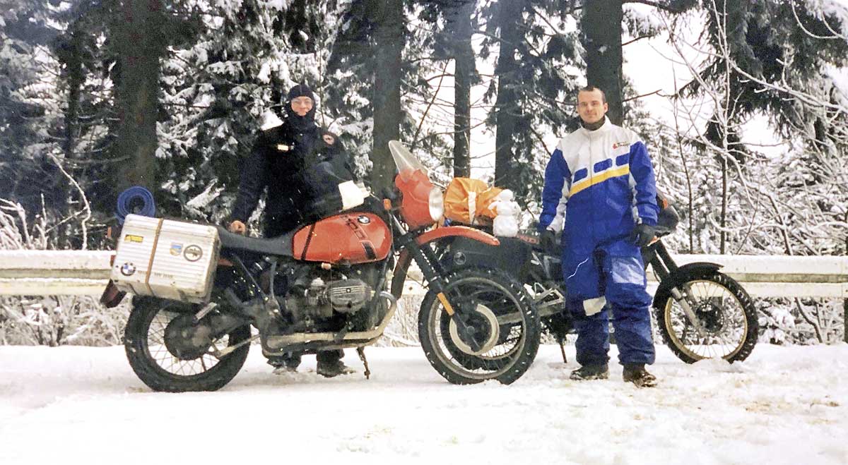 Winter im Harz - irgendwann in den 1990er Jahren mit Jörg und seiner 650er Domina