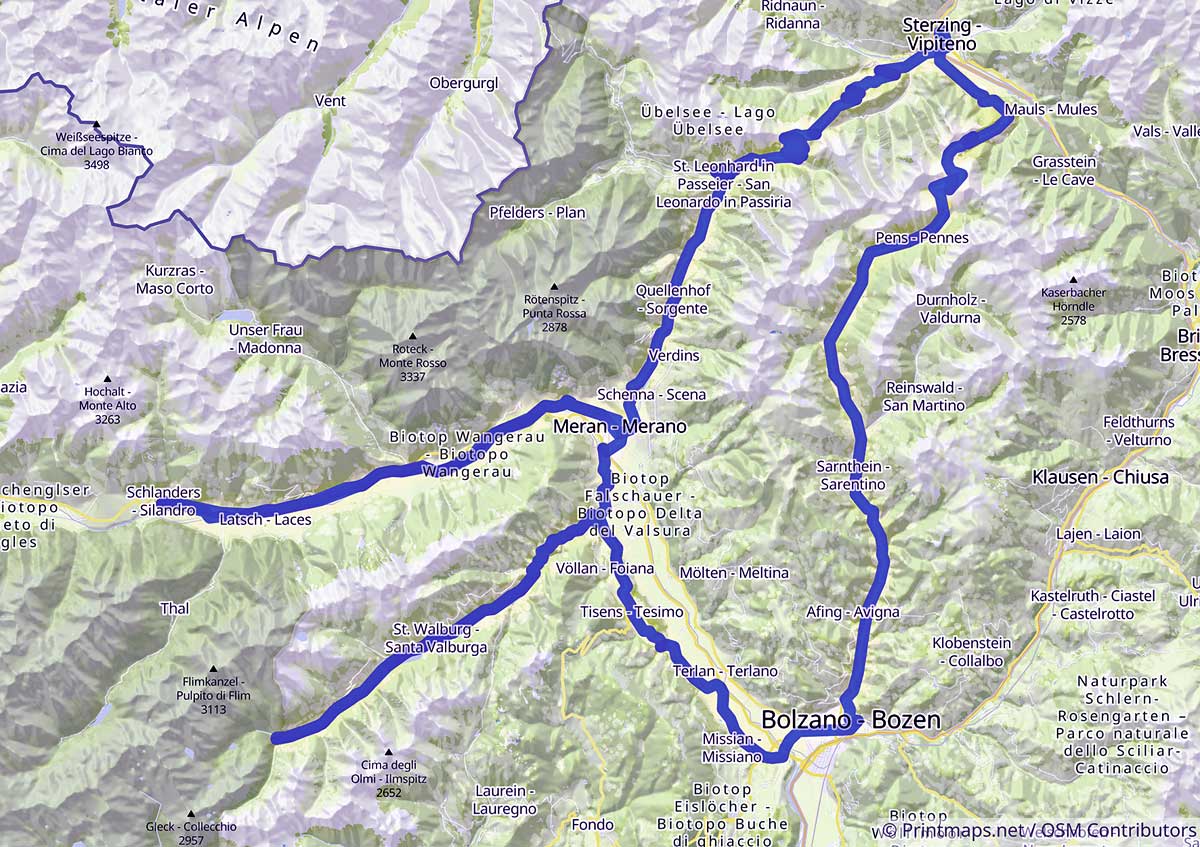 Die gefahren Strecke